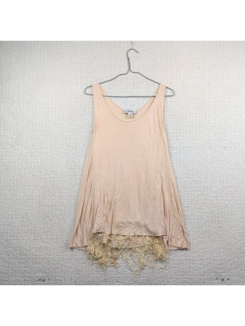 Y2K Diesel Tank Top Women Size S Western Cowgirl Fringe Nude Boho Glam Indie